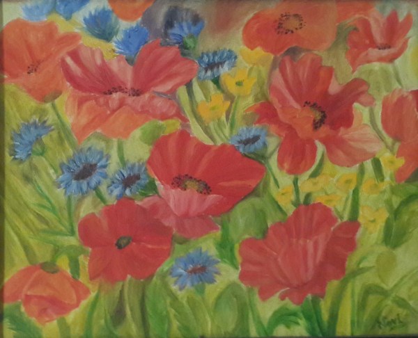 Poppy flowers oil painting