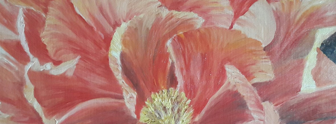 floral painting Gaiety single peony oil painting by Navdeep Kular