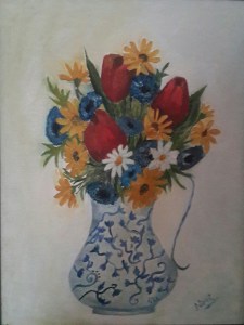 Tulips in a Ceramic Vase oi painting by Navdeep Kular