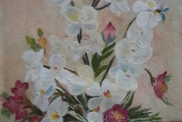 floral painting White orchids in a vase original oil painting by Navdeep Kular