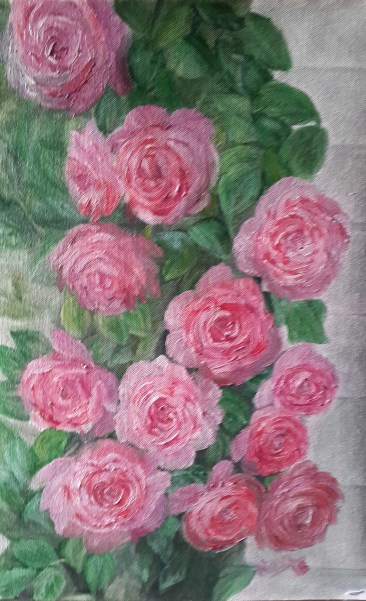 Pink Roses in a Rose Bush oil painting by Navdeep Kular
