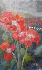 Poppies in my Garden 2 original oil painting by Navdeep Kular (18H X 12W in)