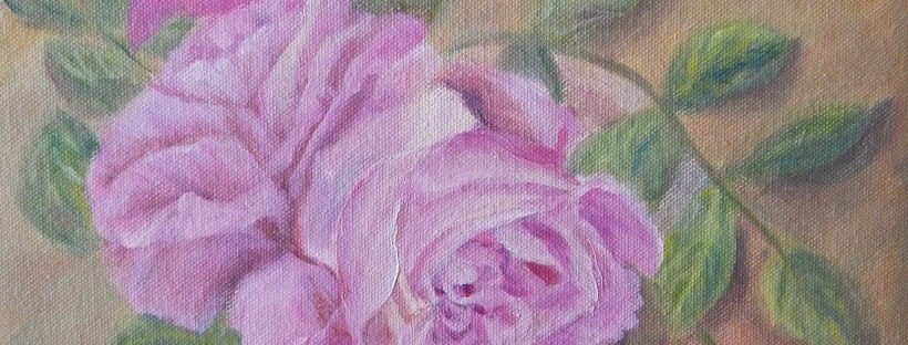 floral painting Mauve Roses original oil painting by Navdeep Kular