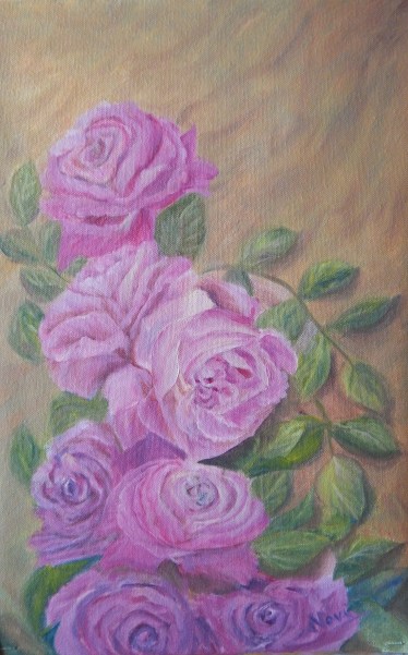 Mauve Roses original oil painting by Navdeep Kular