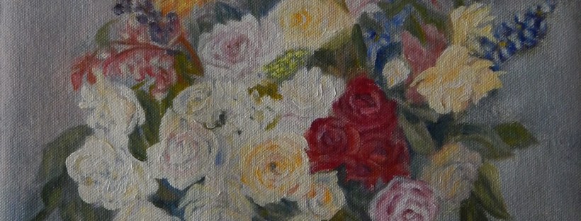 floral painting The Rosy Wealth of June (18H X 12W in)Ode to Fantin