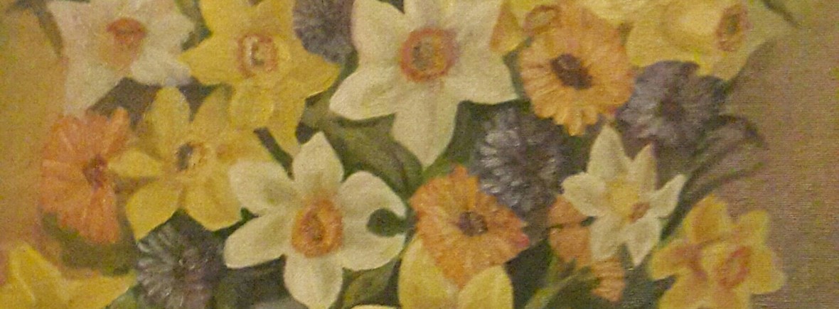 floral painting Daffodils in a Blue Vase oil painting by Navdeep Kular
