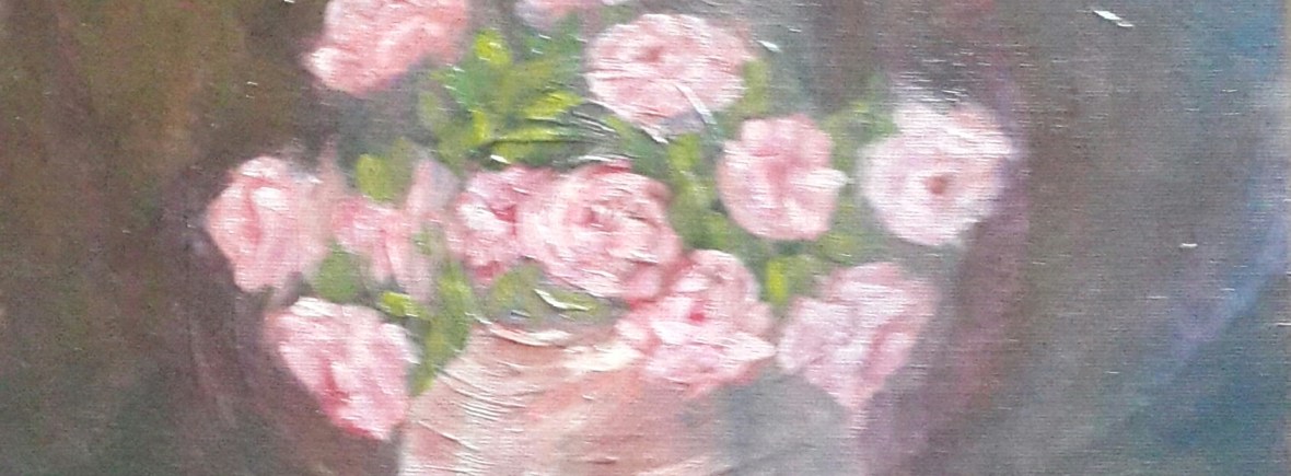 floral painting Pink Roses in a Vase original oil painting by Navdeep Kular
