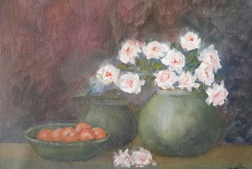 White Roses in a Vase (11H X 14W)