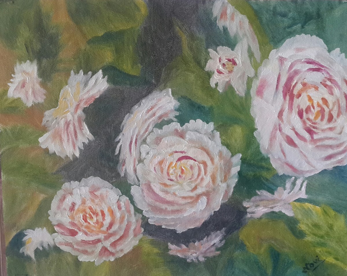 Peony Garden 2 original oil painting by Navdeep Kular (11H X 14W)