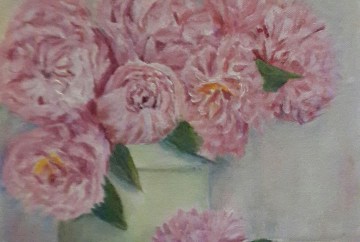 floral painting Pink peonies in a vase oil painting by Navdeep Kular