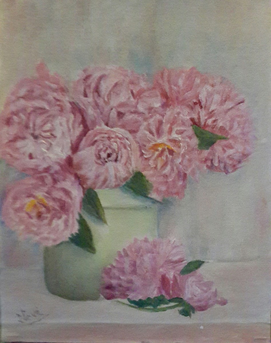 floral painting Pink peonies in a vase oil painting by Navdeep Kular