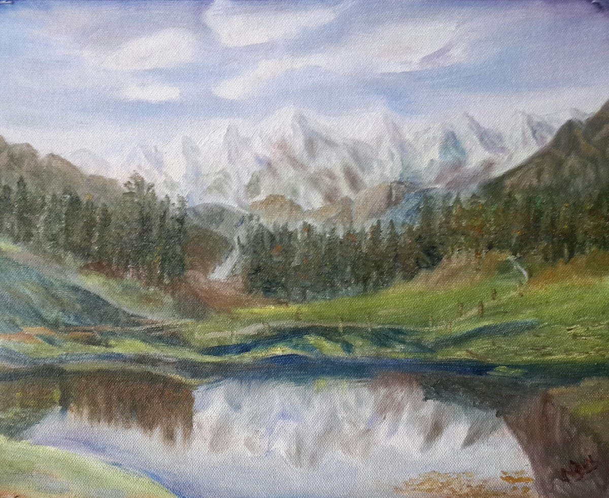 Himalayan landscape oil painting by Navdeep Kular