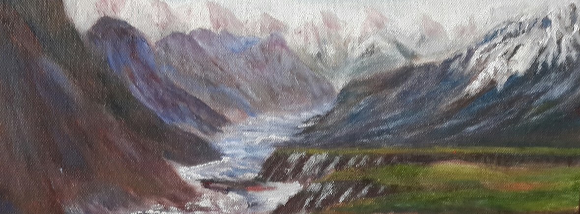 Snowclad Himalayan Range oil painting by Navdeep Kular
