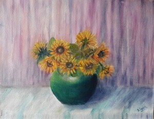 original sunflowers oil painting by Navdeep Kular