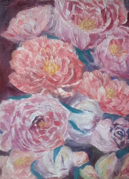 peonies oil painting by Navdeep Kular