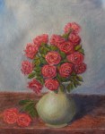 Floral still life red roses oil painting by Navdeep Kular