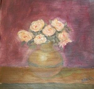 Yellow roses still life oil painting by Navdeep Kular