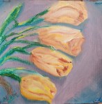 Four yellow tulips oil painting by Navdeep Kular