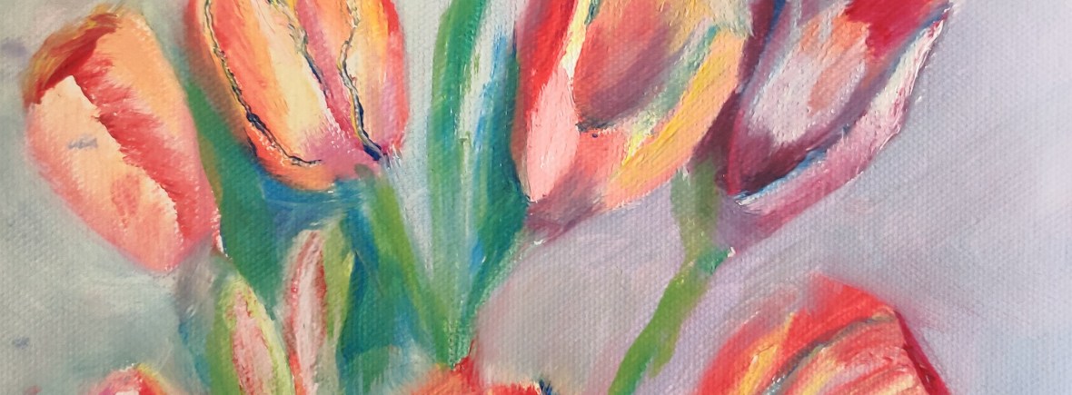 Colourful tulipd oil painting by Navdeep Kular