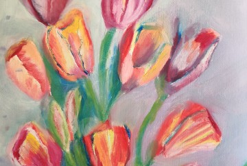 Colourful tulipd oil painting by Navdeep Kular