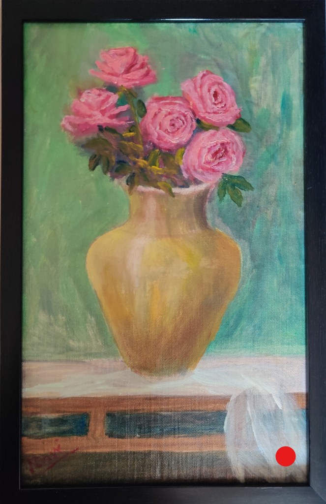 Roses in a vase oil painting by Navdeep Kular