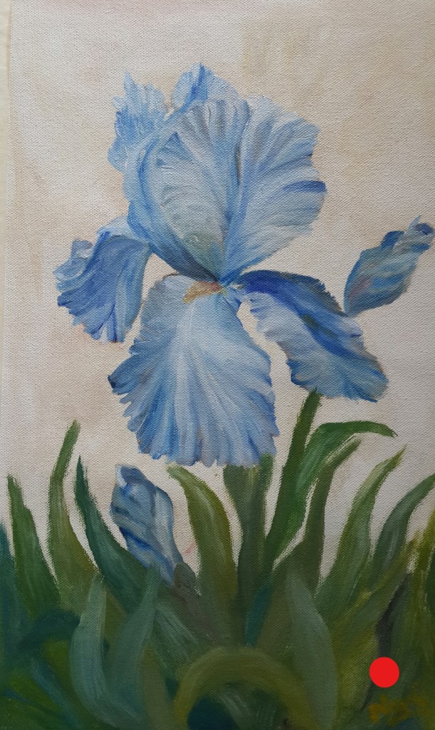 Blue Iris oil painting by Navdeep Kular