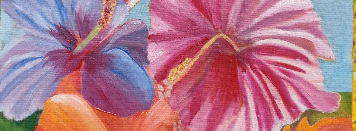 Hibiscus flowers oil painting by Navdeep Kular