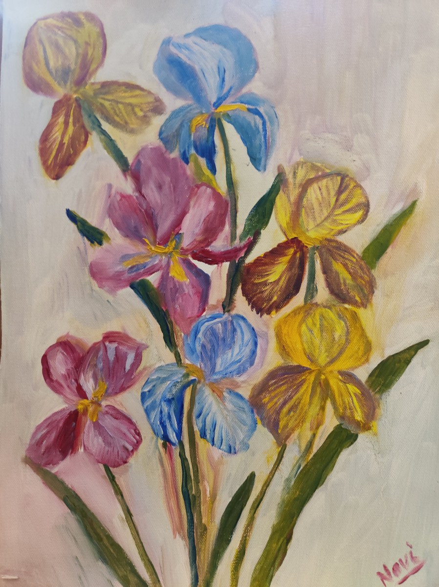Colourful Iris oil painting