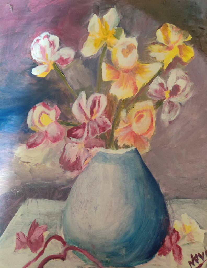 Colourful Irises oil painting