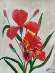 Red irises oil painting by Navdeep Kular