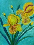 Yellow irises oil painting by Navdeep Kular