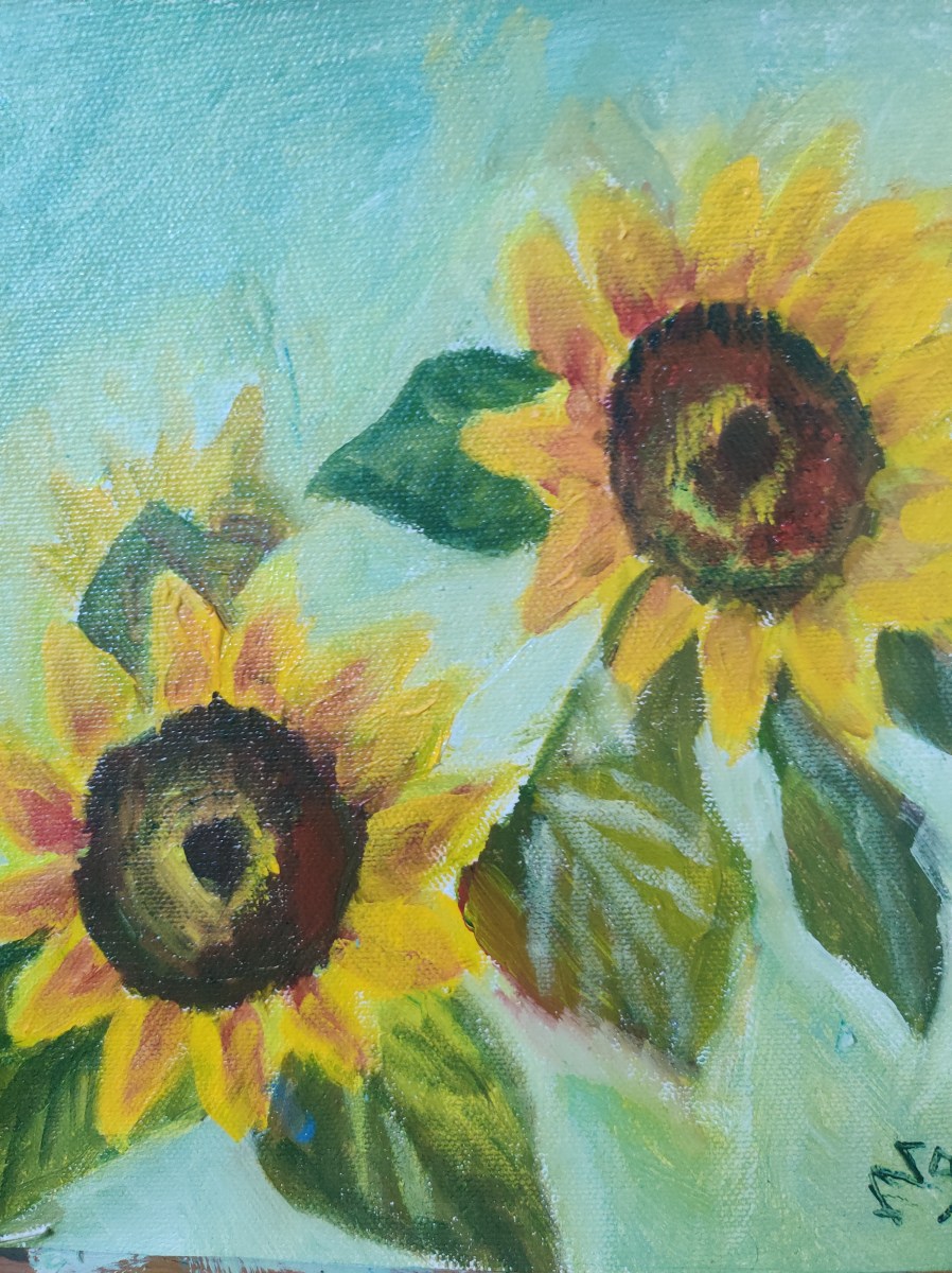 Sunflowers oil painting by Navdeep Kular