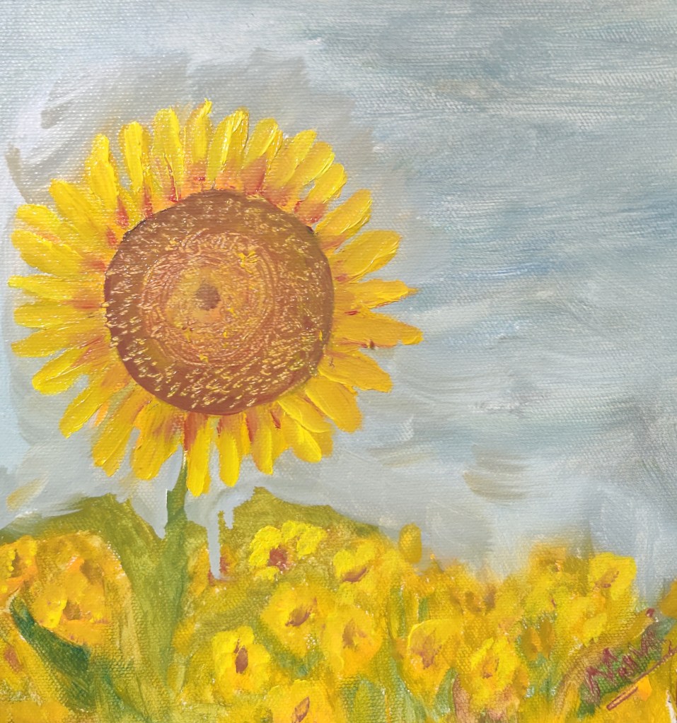 Sunflower fields oil painting by Navdeep Kular