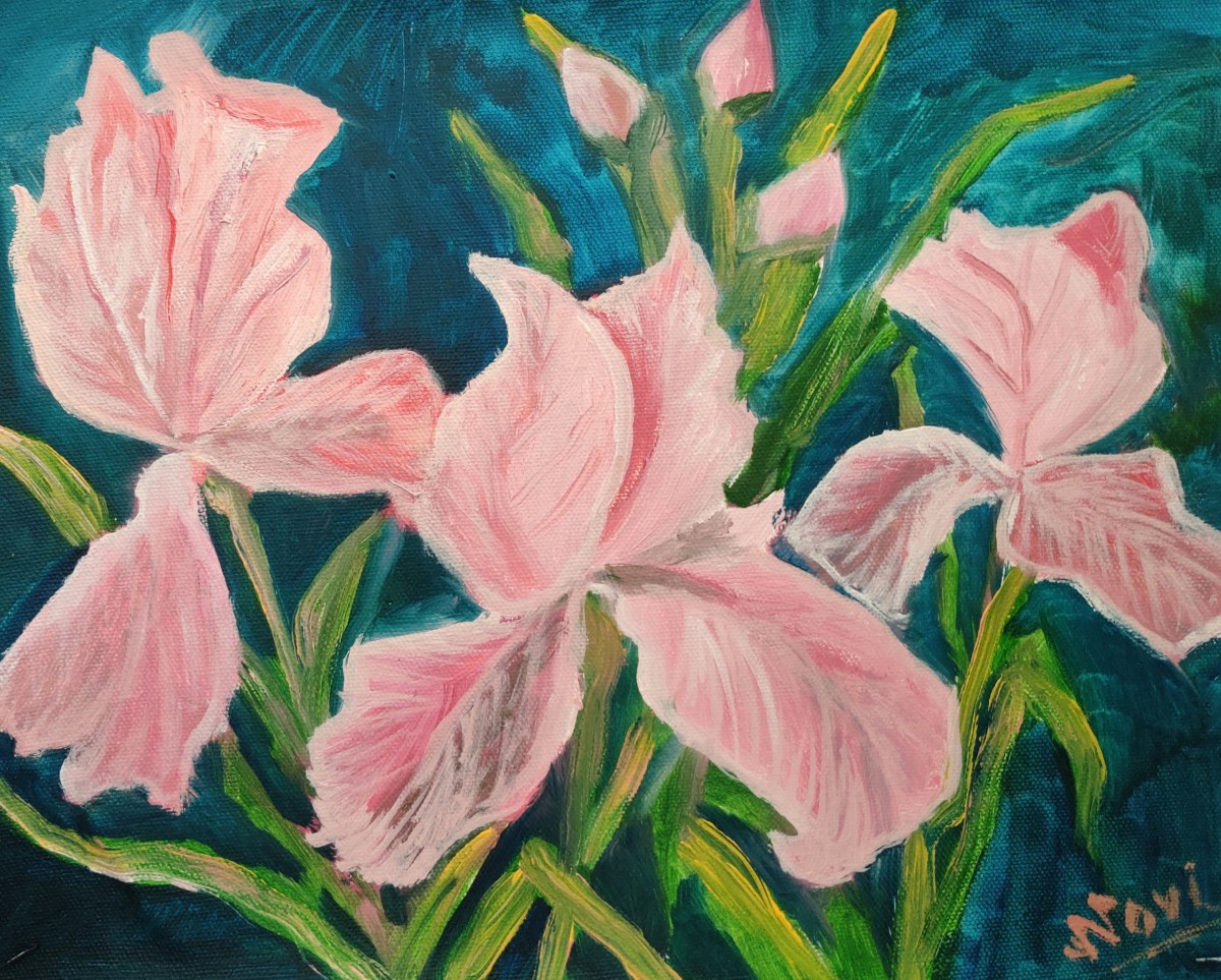 Irises oil painting