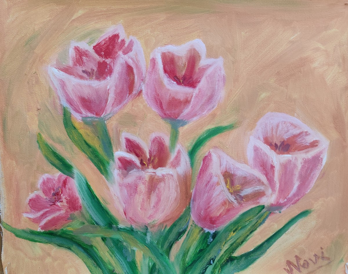 Pink Tulips oil painting by Navdeep Kular