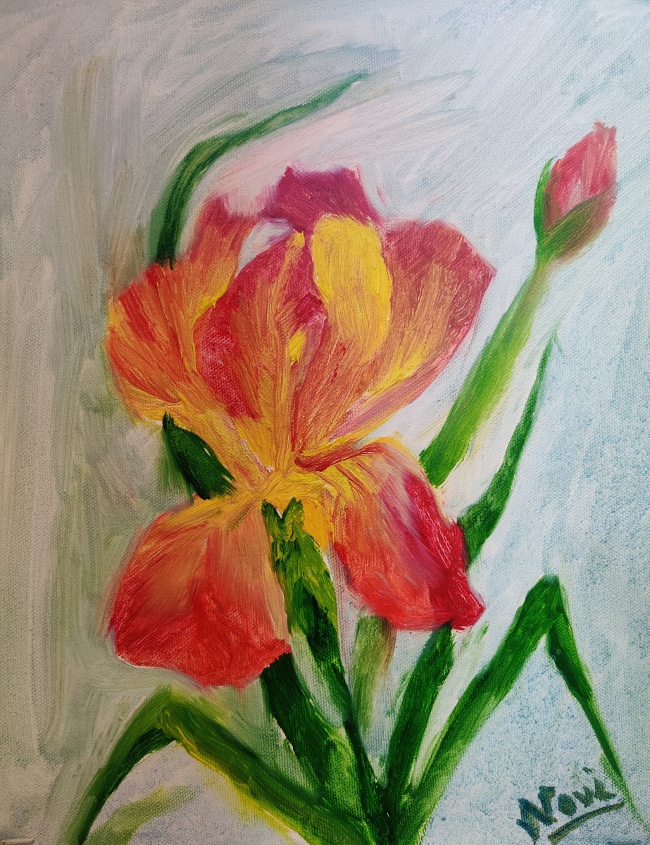 Iris oil painting